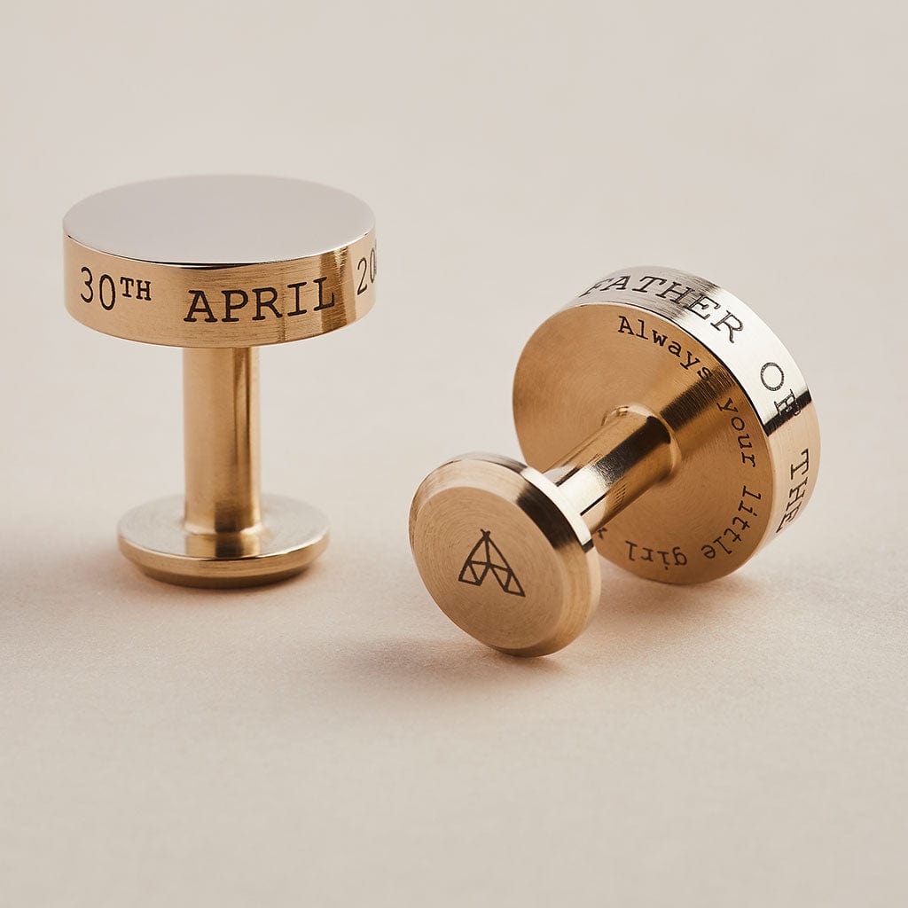 Aluminium bronze cufflinks engraved with personalised messages, by Man & Bear