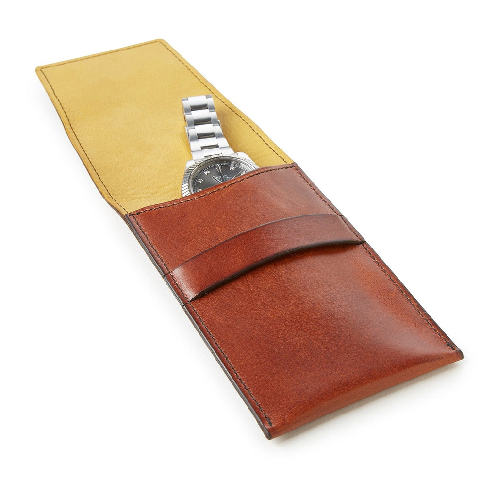 Brown leather watch travel case by Man & Bear - cut out