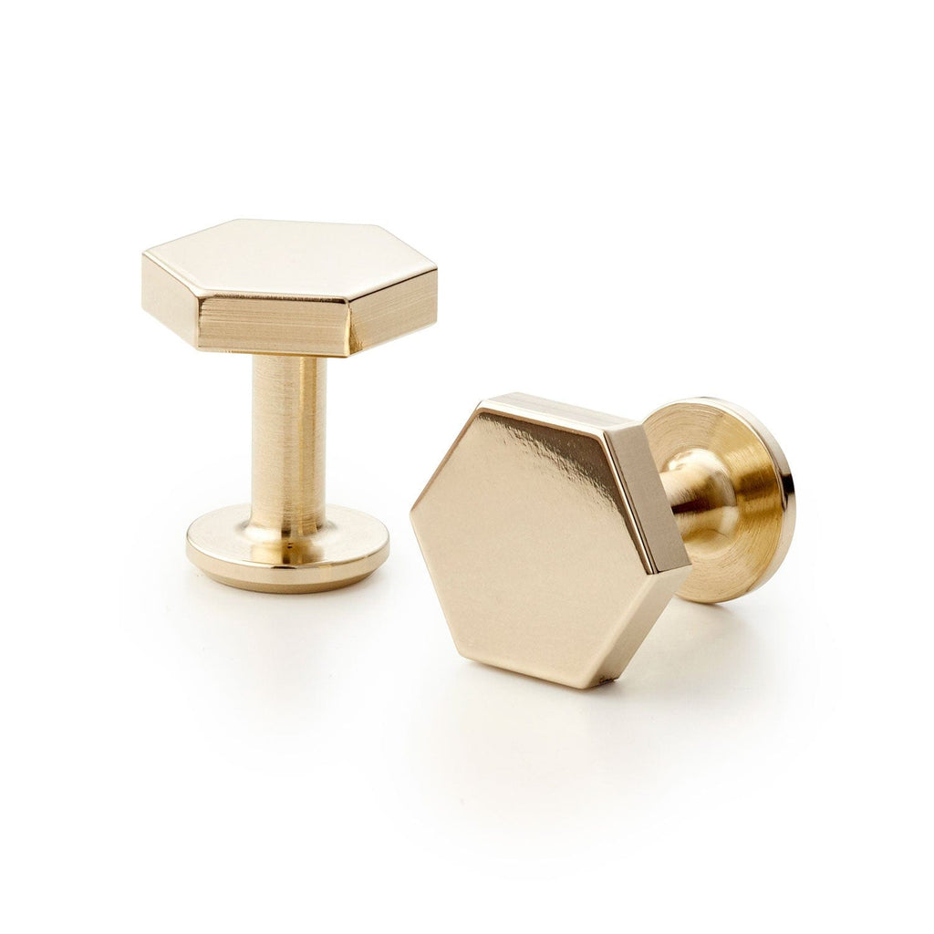 Bill Hexagon Bronze Cufflinks With Personalised Pouch