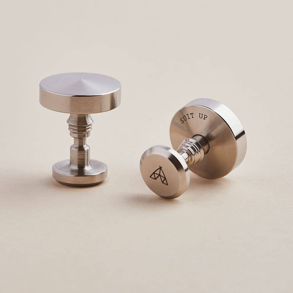 Personalised stainless steel luxury cufflinks with hidden engraved messages - Man & Bear