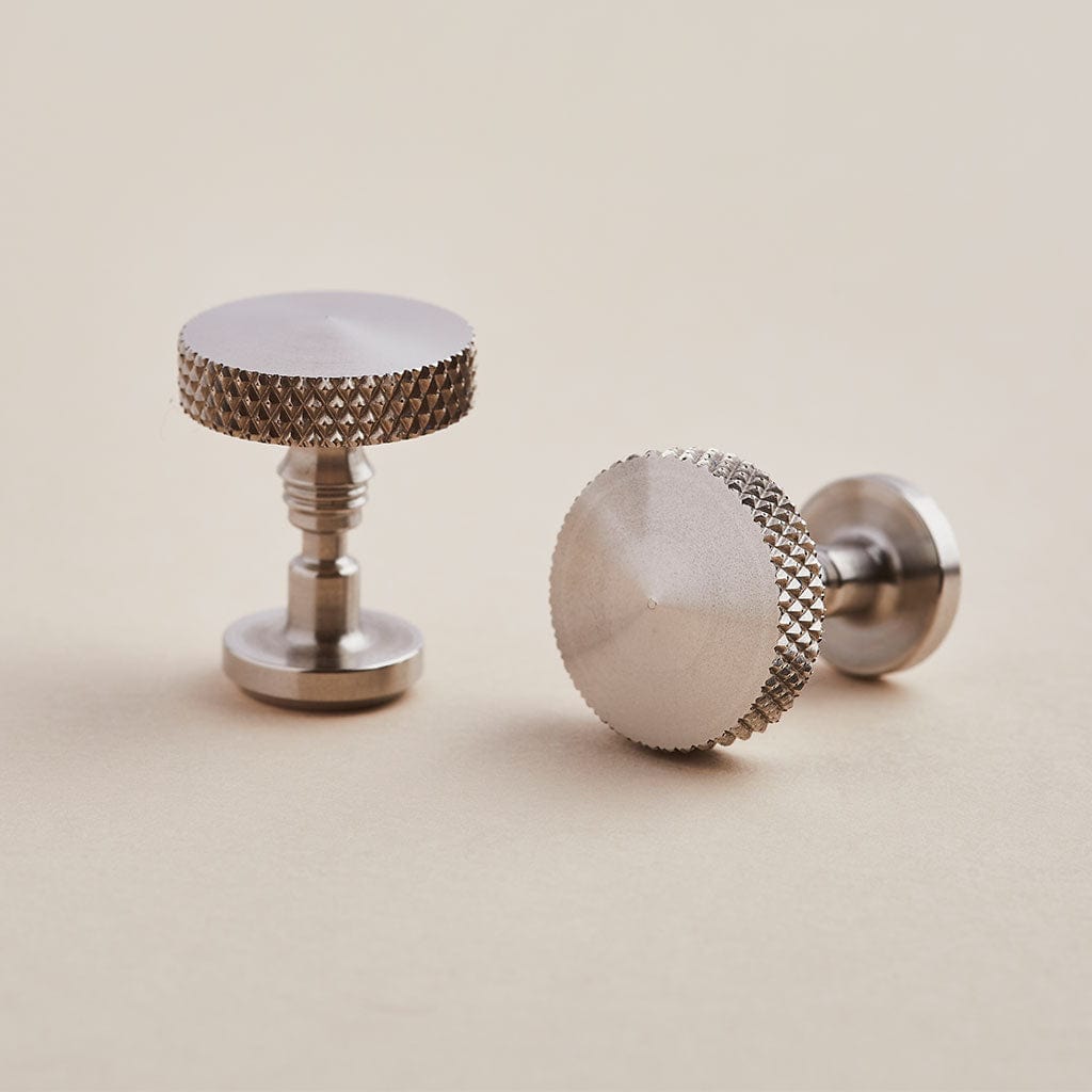 Stainless steel cufflinks with detailed knurled edges - by Man & Bear