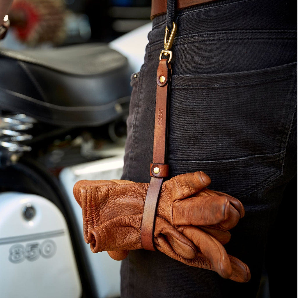 Personalised Leather Glove Holder Man Gun Bear
