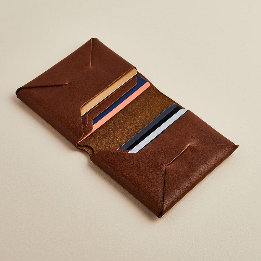 Brown leather origami wallet by Man & Bear