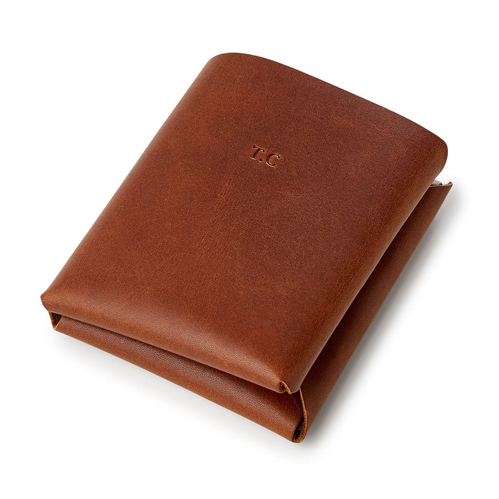 Brown leather origami wallet with personalised initials by Man & Bear