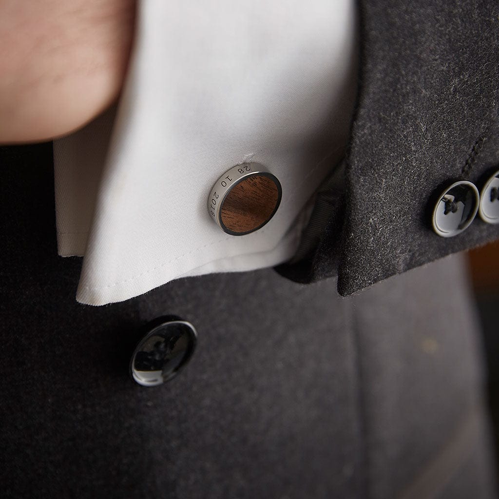 Personalised Stainless Steel and Walnut Cufflinks