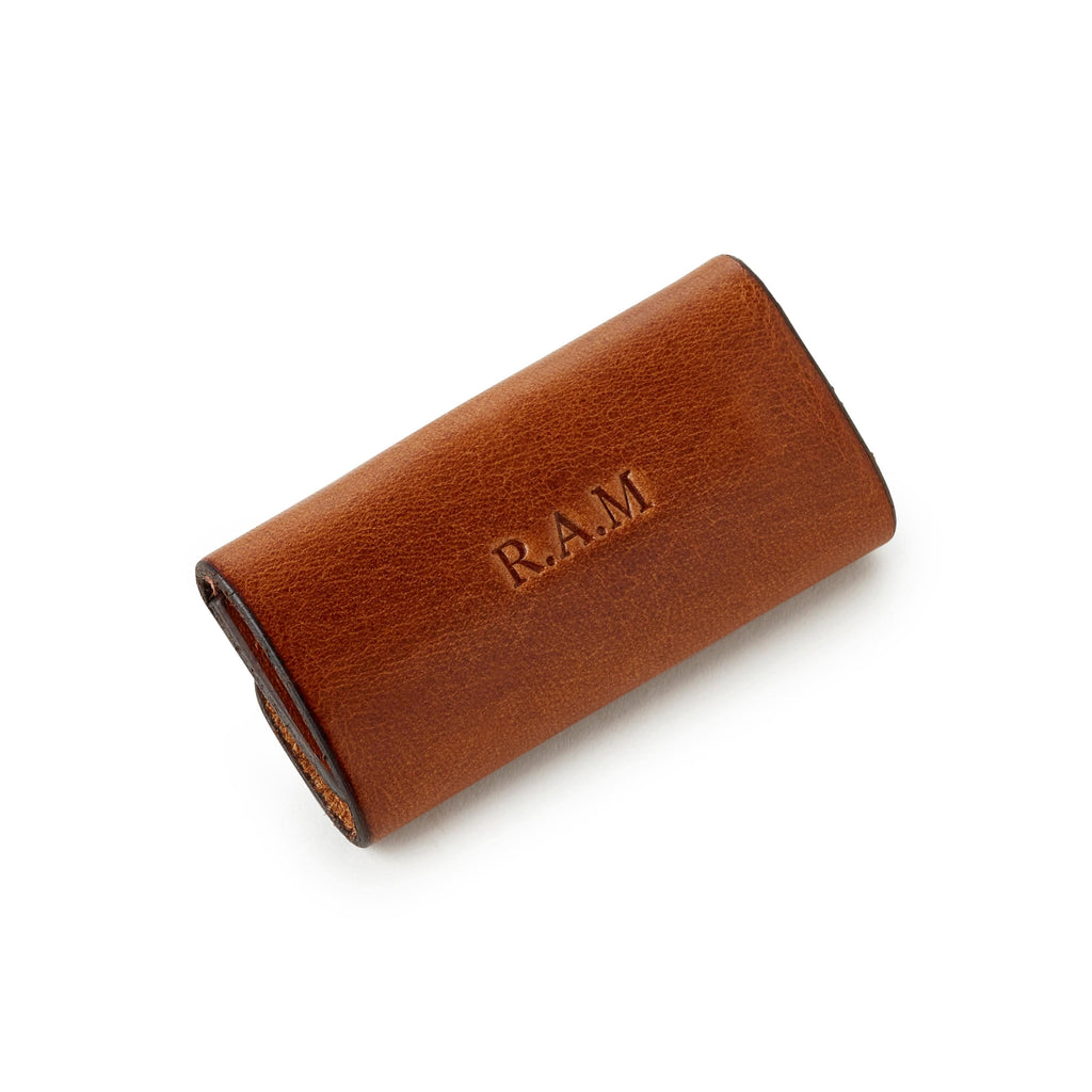 Man & Bear leather tie bar pouch, personalised with initials